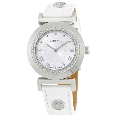 versace vanity plated silver dial leather strap women's watch|Versace Vanity Silver Dial Ladies Watch P5Q99D001S001.